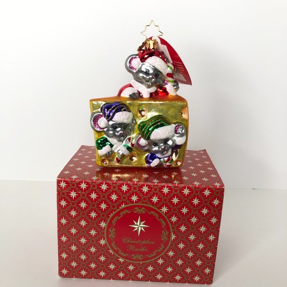 Christopher Radko Christmas Ornament Mini Cheese Bites 1019247 with Box - Picture 6 of 6